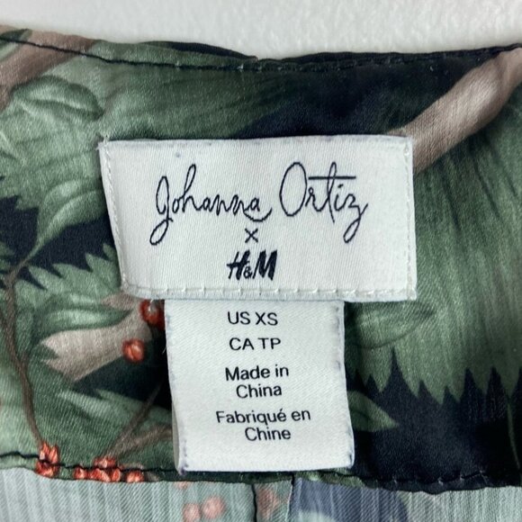Johanna Ortiz Patterned Dress Flounce Hem Green Size XS H&M Collab Rare Bohemian - Picture 7 of 15